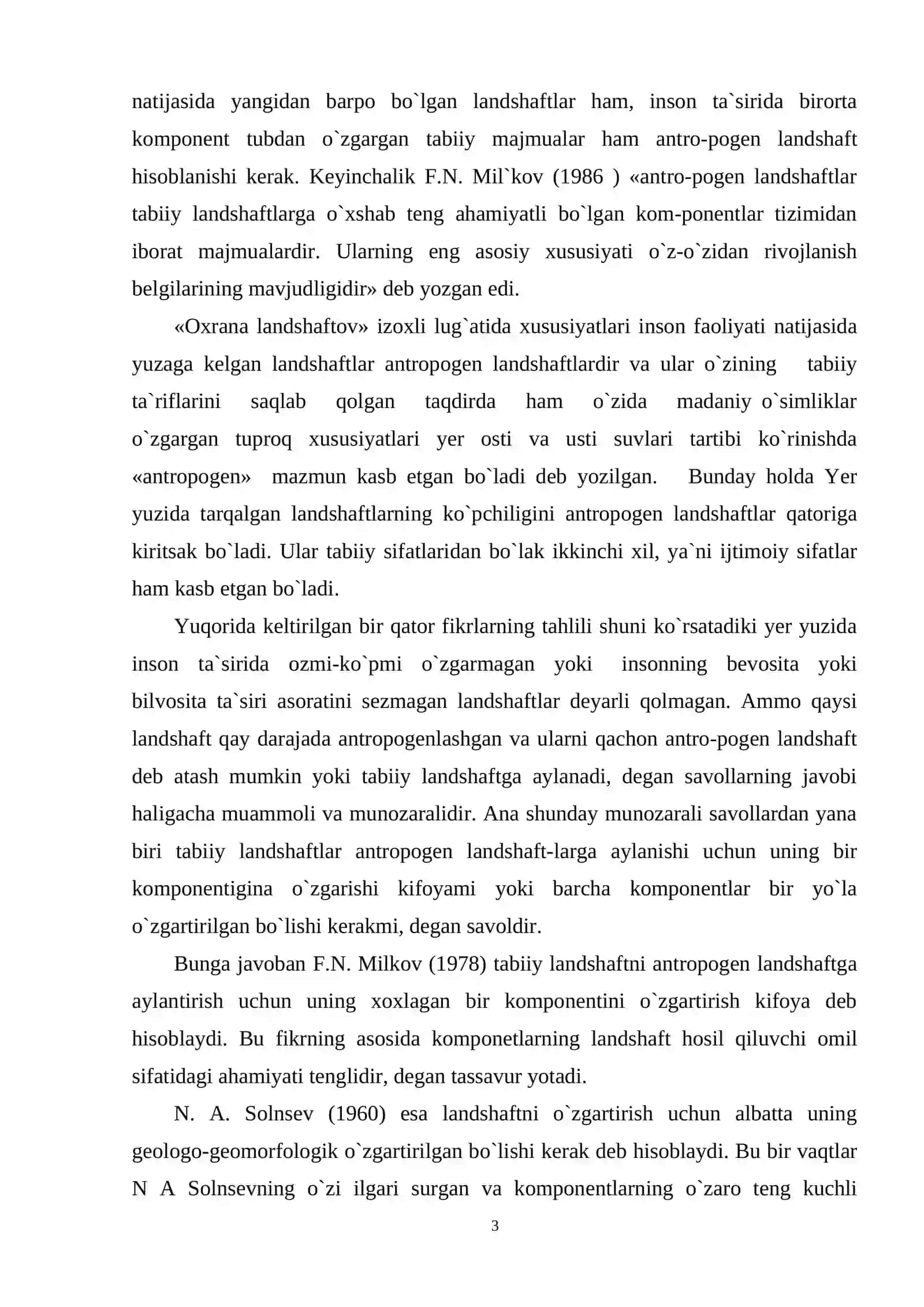 Antropogen landshaftlar, ularning turlari va barqarorligi 3