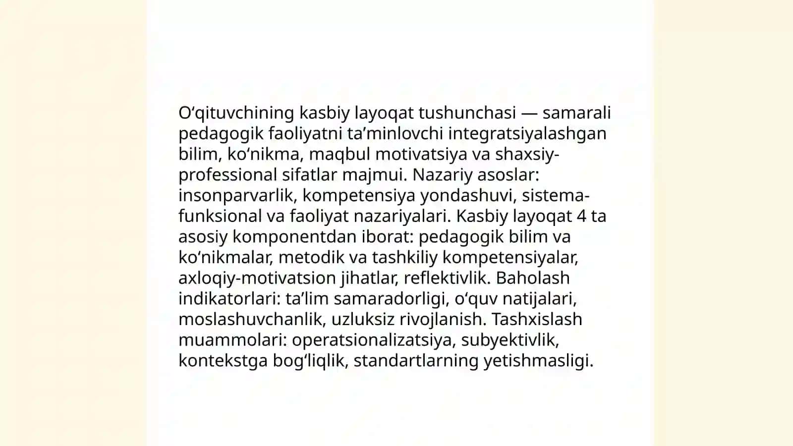 Oʻqituvchining kasbiy layoqati va uni tashxislash muammolari 3