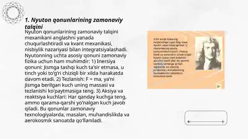 Nyuton qonunlarini zamonaviy talqin etilishi 3