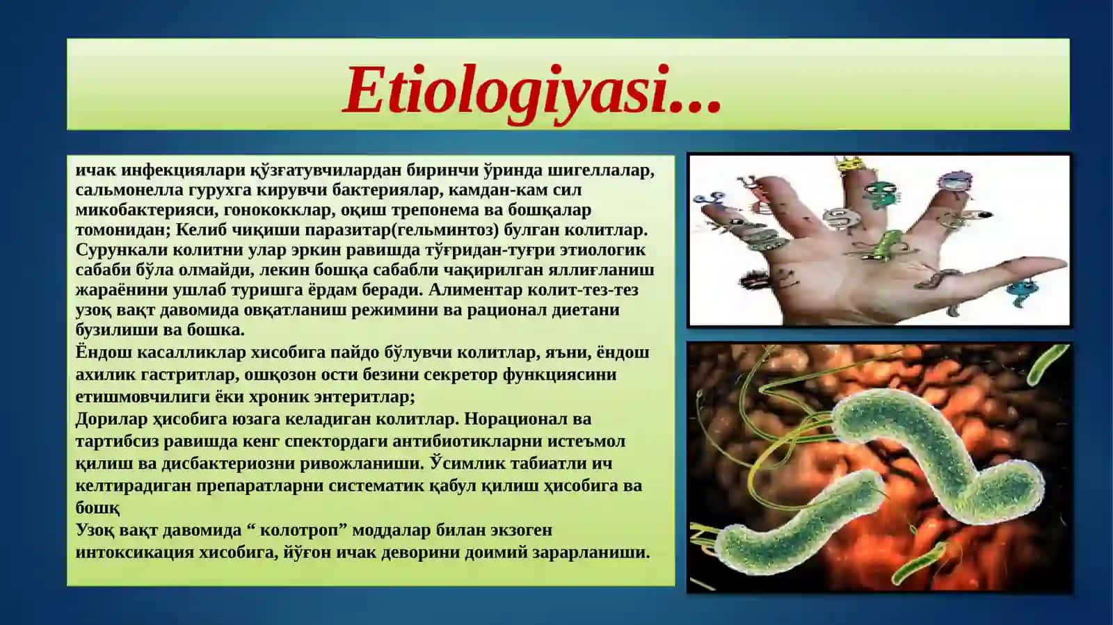 Surunkali Enterokolit;Etiologiyasi,Patogenizi,Klinikasi,Differinsial–Diagnostika,DavolashTamoillari… 3
