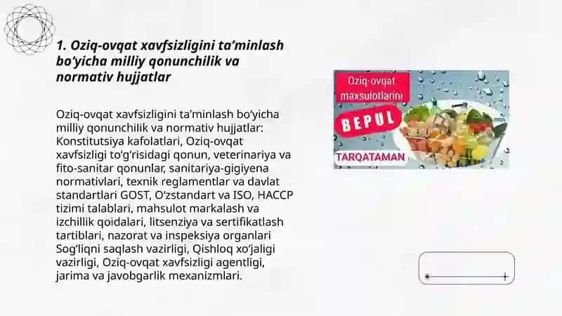 Oziq-ovqat xavfsizligini taʼminlashning ustuvor yoʻnalishlari 3