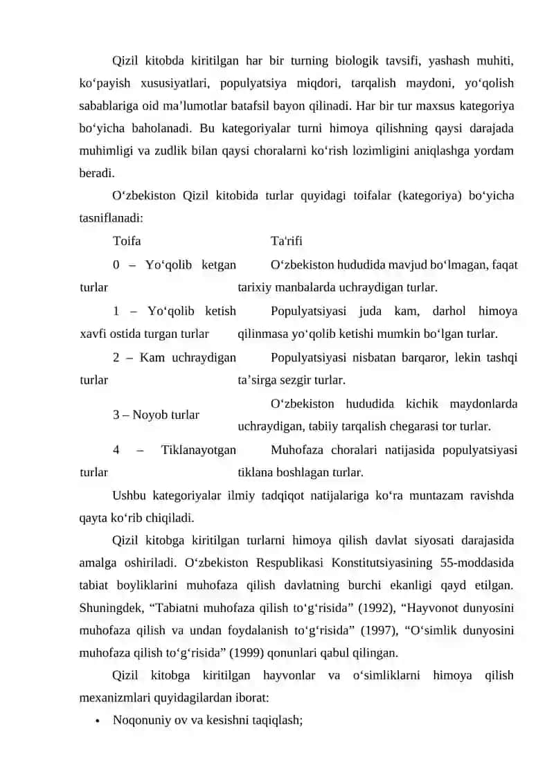 O'ZBEKISTONDA QIZIL KITOBIGA KIRITILGAN HAYVONLAR VA O'SIMLIKLAR 3