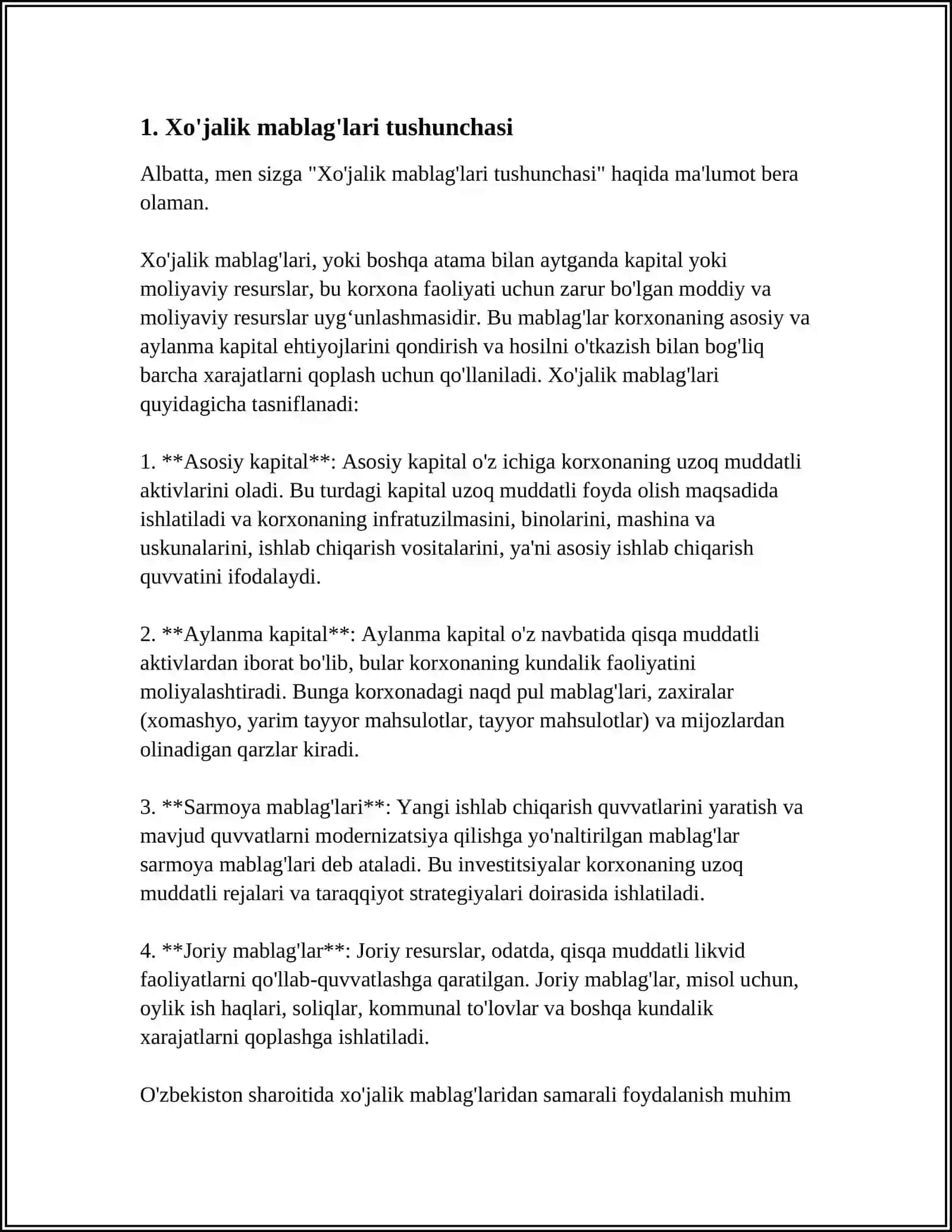 XO'JALIK MABLAG'LARI VA ULARNING KELIB CHIQISH MANBALARI TASNIFI 3