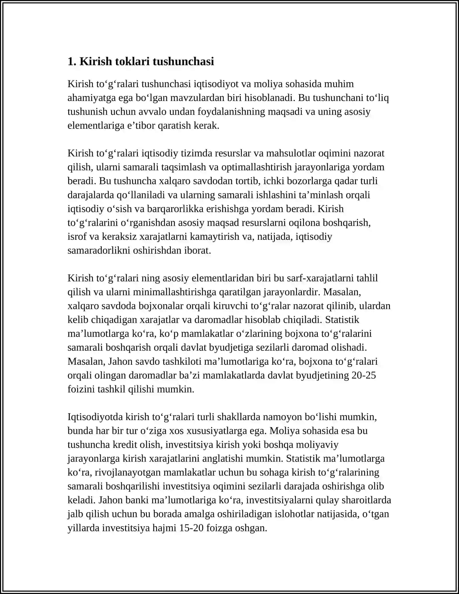 KIRISH VA CHIQISH TOKLARI VA KUCHLANISHLARI, ULAR ORASIDAGI ALOQA 3