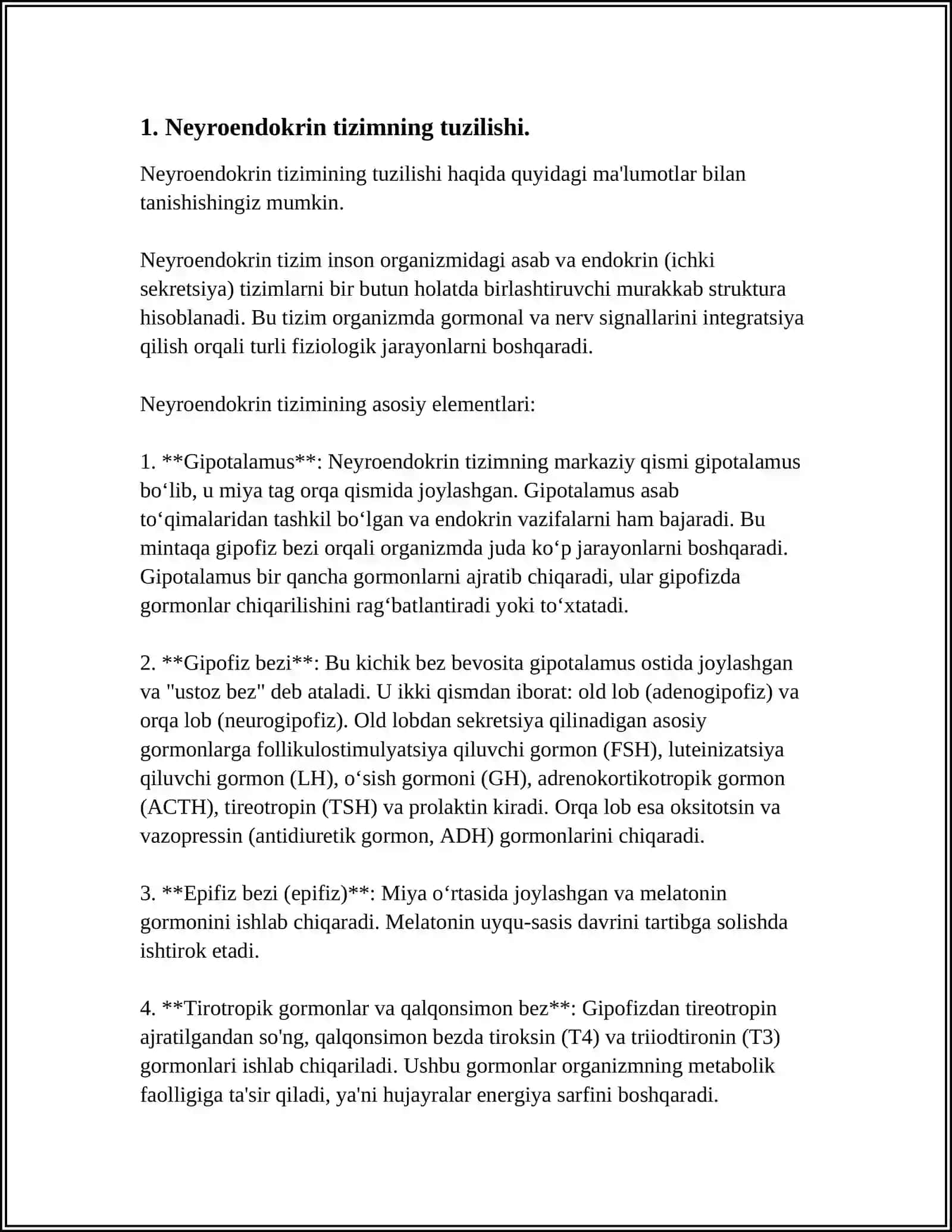 NEYROENDOKRIN TIZIMNING STRUKTUR FUNKSIONAL TAFSIFI 3