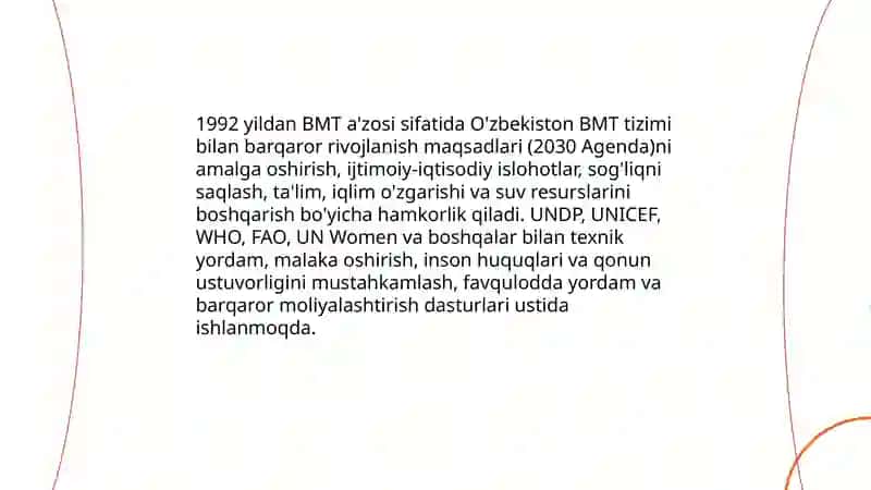 O’zbekistonning xalqaro tashkilotlari bilan hamkorlik aloqalari 3