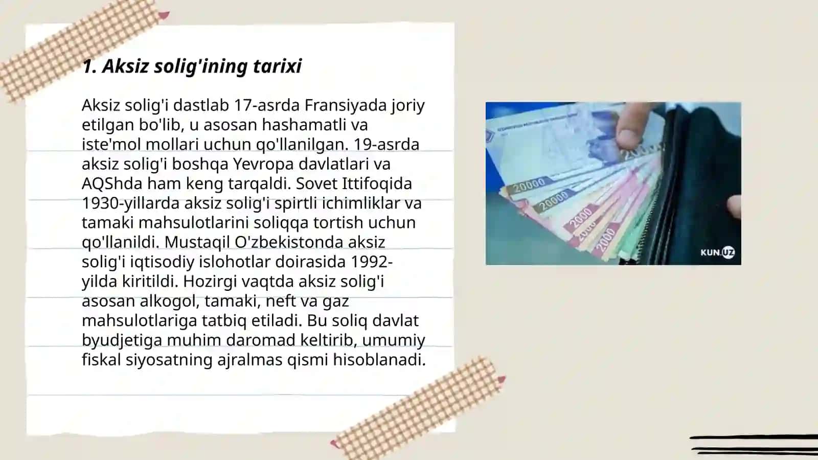 Aksiz solg'ining huquqiy asoslari, iqtisodiy mohiyati va ahamiyati 3