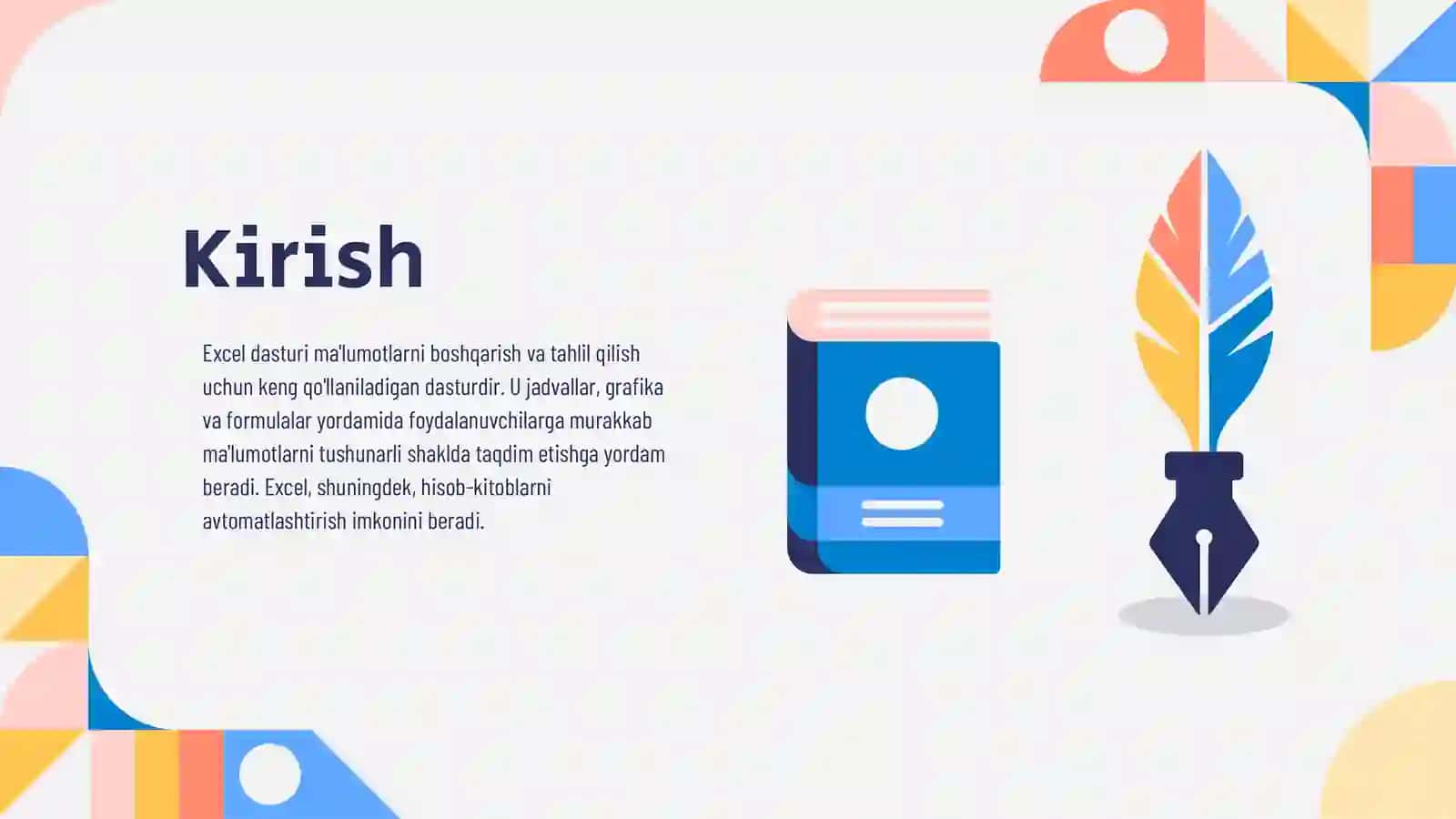 Excel dasturi haqida umumiy maʼlumot 3