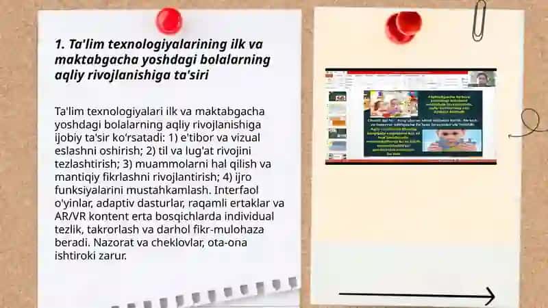 Ilk va maktabgacha yoshdagi bolalarga aqliy tarbiya berishda ta'lim texnologiyalaridan foydalanish 3