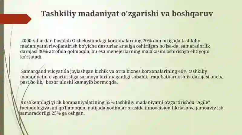 Menejmentda tashkiliy madaniyat va uning rivojlanishi 3