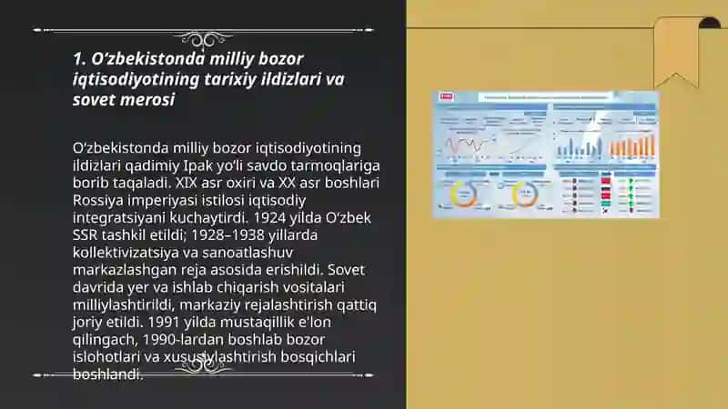 Oʻzbekistonda milliy bozor iqtisodiyoti shakllanishi va rivojlanishining tavsifi 3