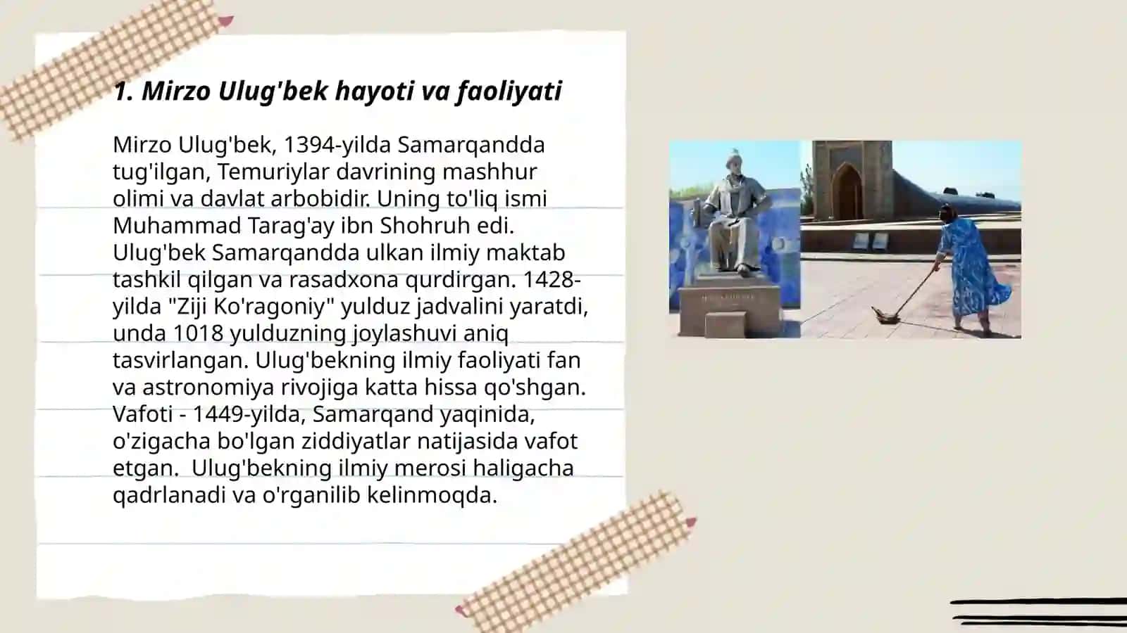 Mirzo Ulug'bekning hayoti va faoliyati 3