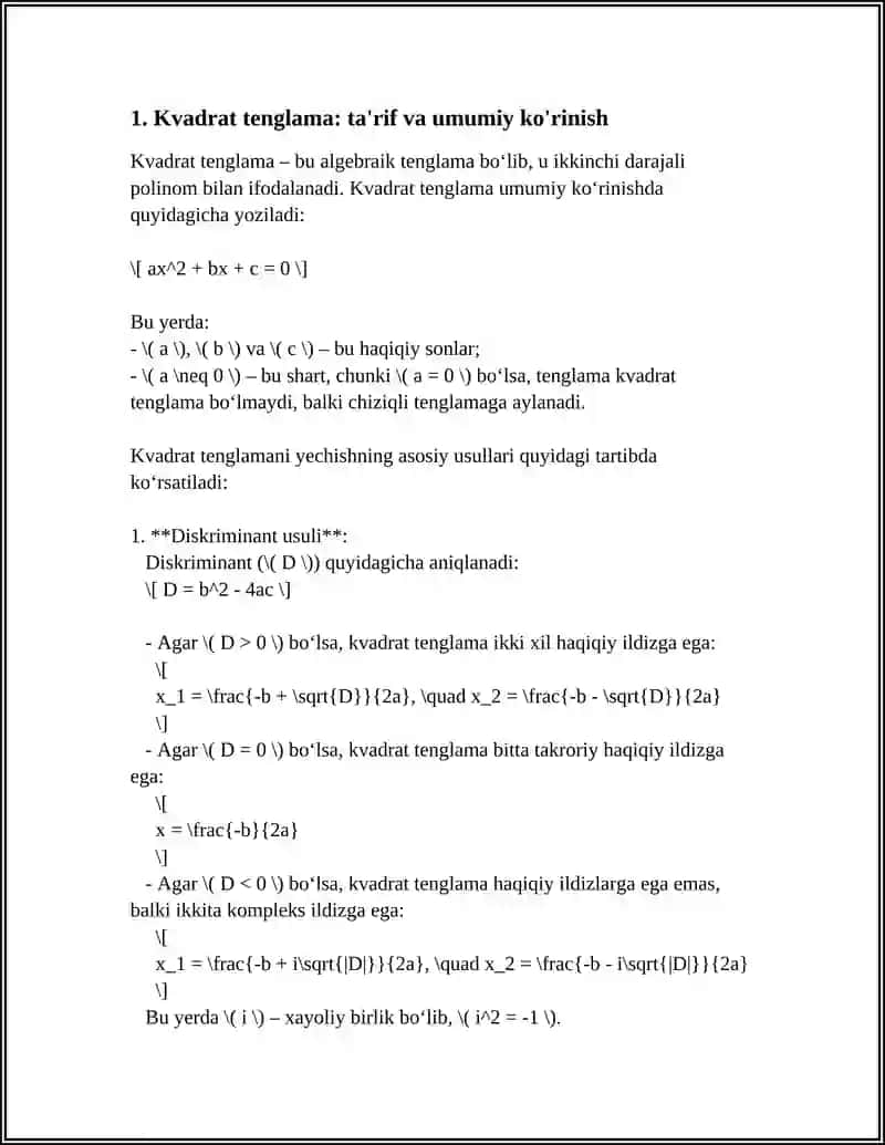 KVADRAT TENGLAMA 3