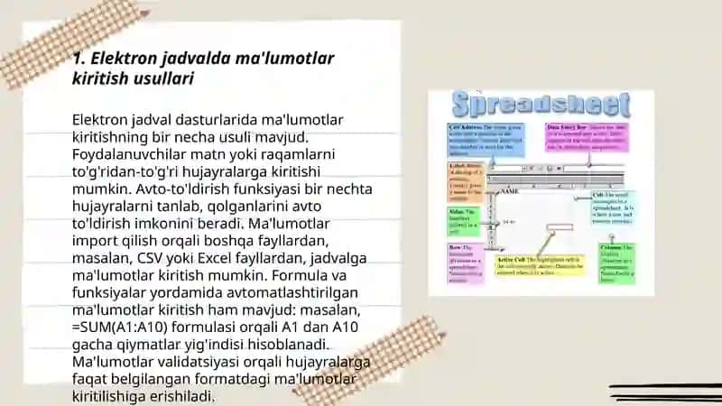 Elektron jadvalda funksiyalar ustalari bilan ishlash imkoniyatlari 3