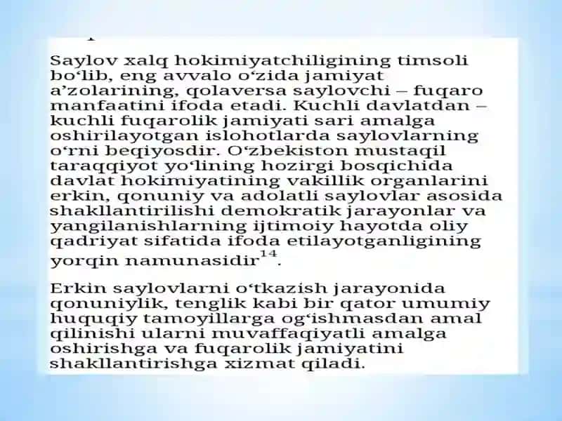 ERKIN SAYLOVLAR FUQAROLIK JAMIYATINING ASOSIY BELGISI 3