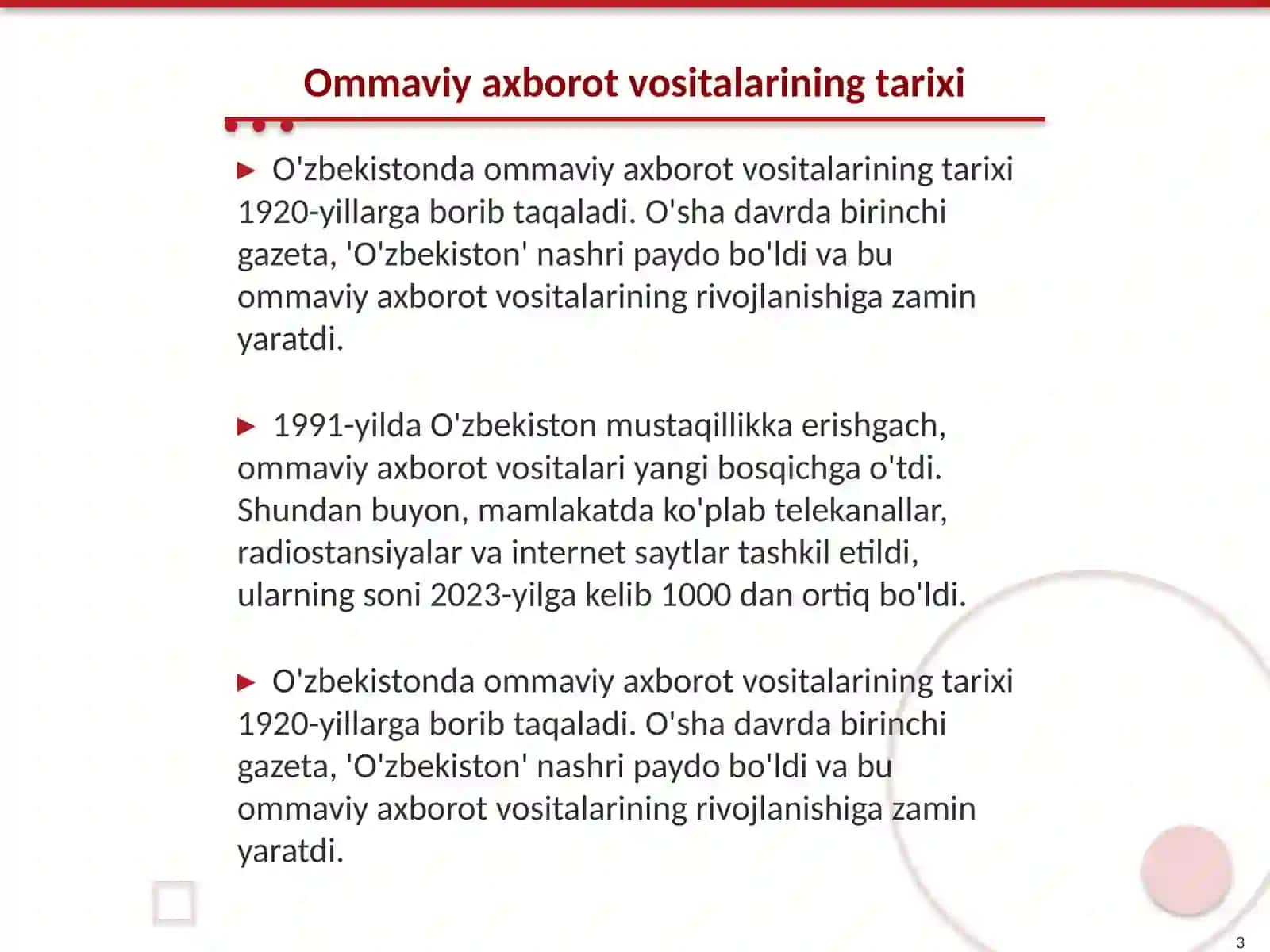 Ommaviy axborot vositalarining faoliyati 3