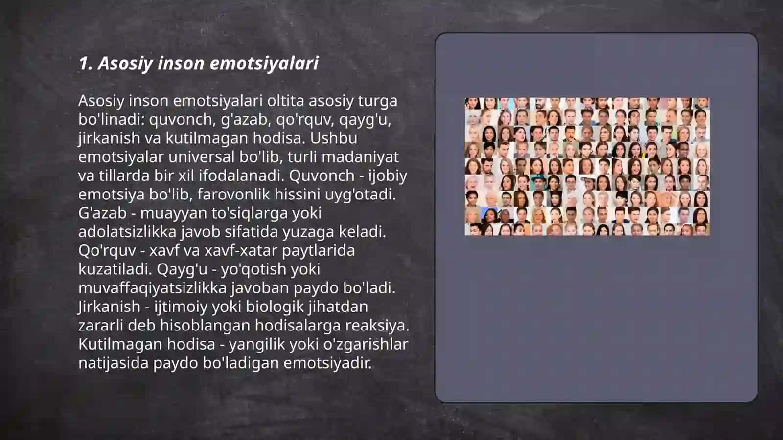 Xar xil emotsiyalar va xislarning tasnifi 3