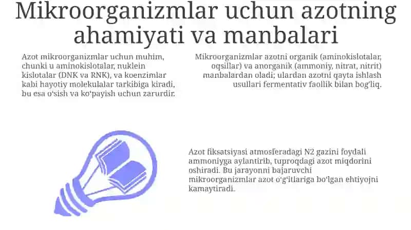 Mikroorganizmlarning azot bilan oziqlanishi va xemosintez jarayoni 3