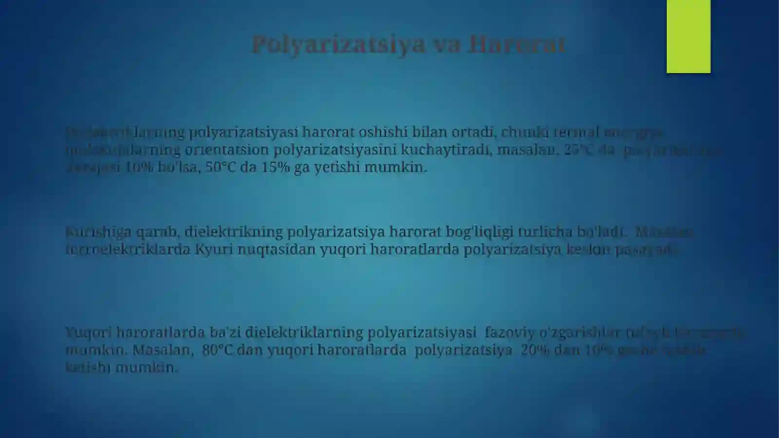 Dielektriklarning qutublanish 3