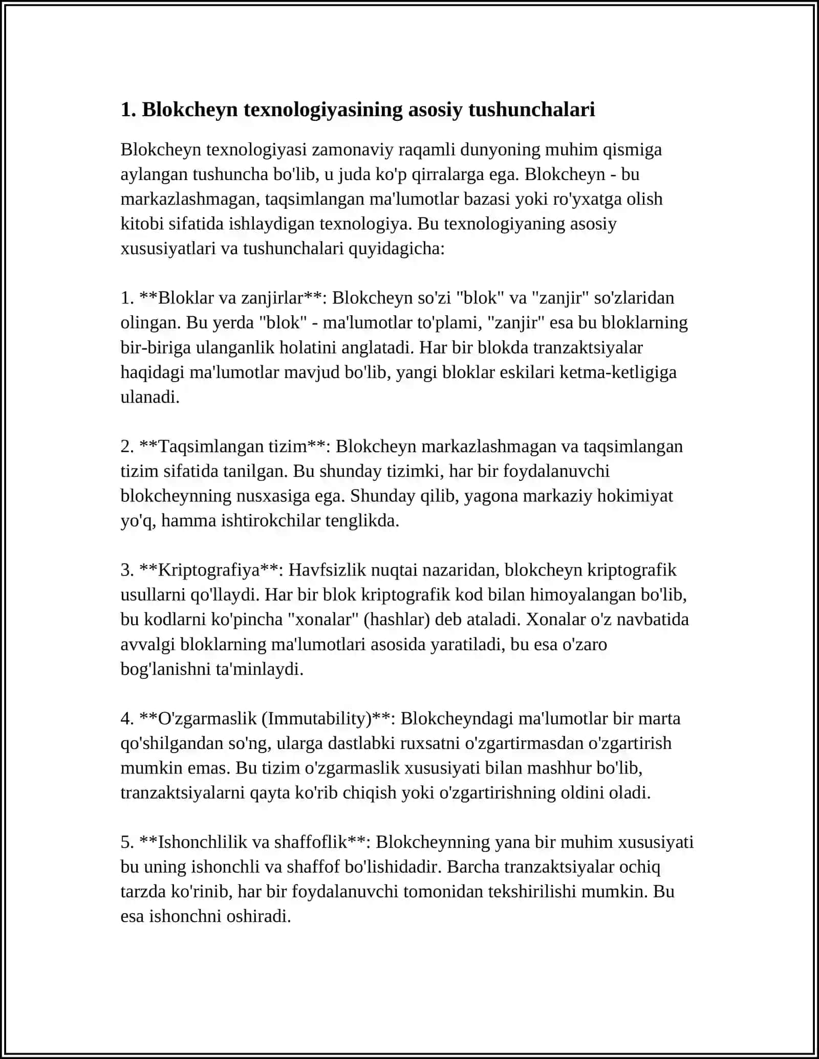 BLOK CHAIN TEXNOLOGIYASI VA UNDAN SOHALARDA FOYDALANISH 3