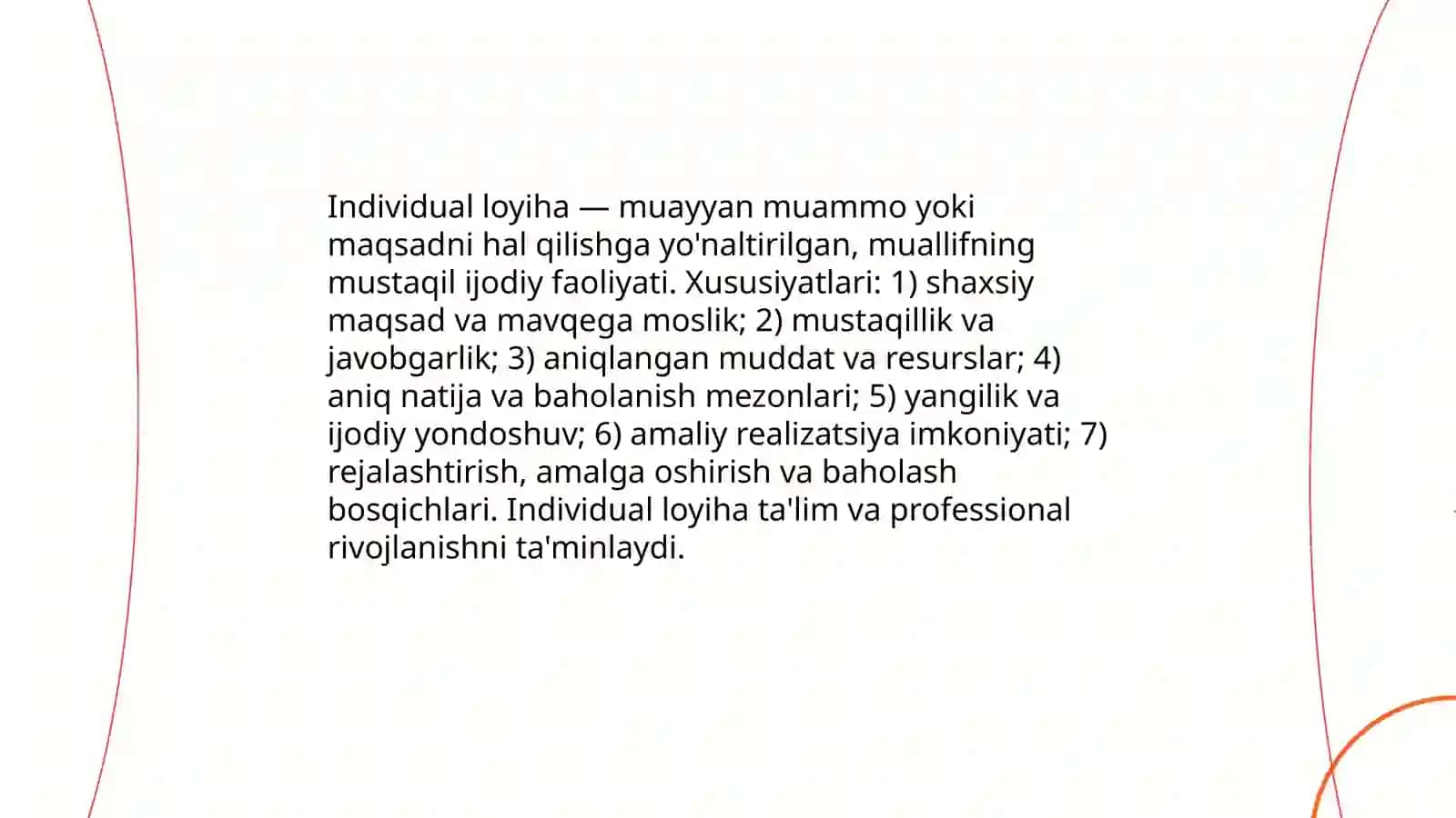 Individual loyihalar faniga kirish va asosiy tushunchalar 3