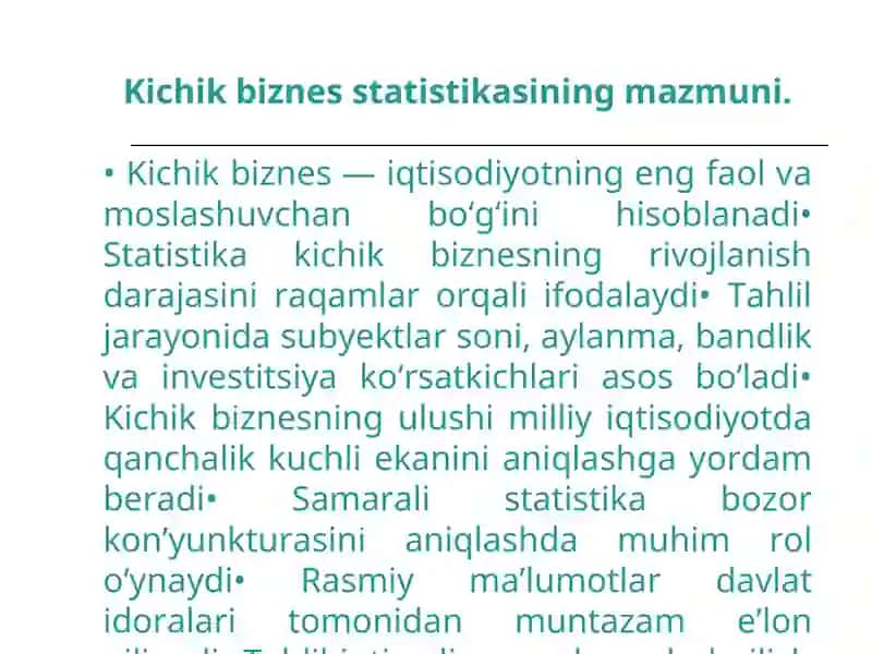 Biznes statistikasida ko‘rsatkichlar tizimi 3