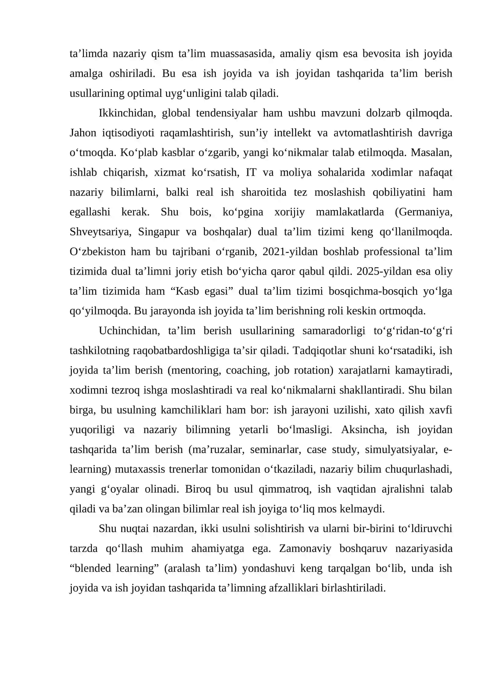 Ta'lim berish usullari: ish joyida ta'lim berish, ish joyidan tashqarida ta'lim berish 3