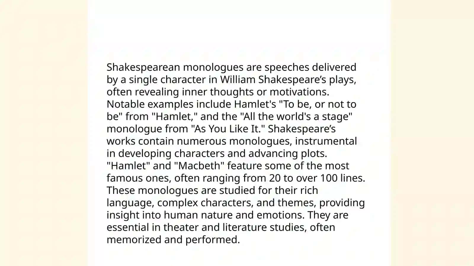 Shakespearean Monologues 3