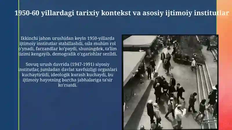 Ijtimoiy institutsional yoʻnalishlar 20- asr 50-60 yillari 3