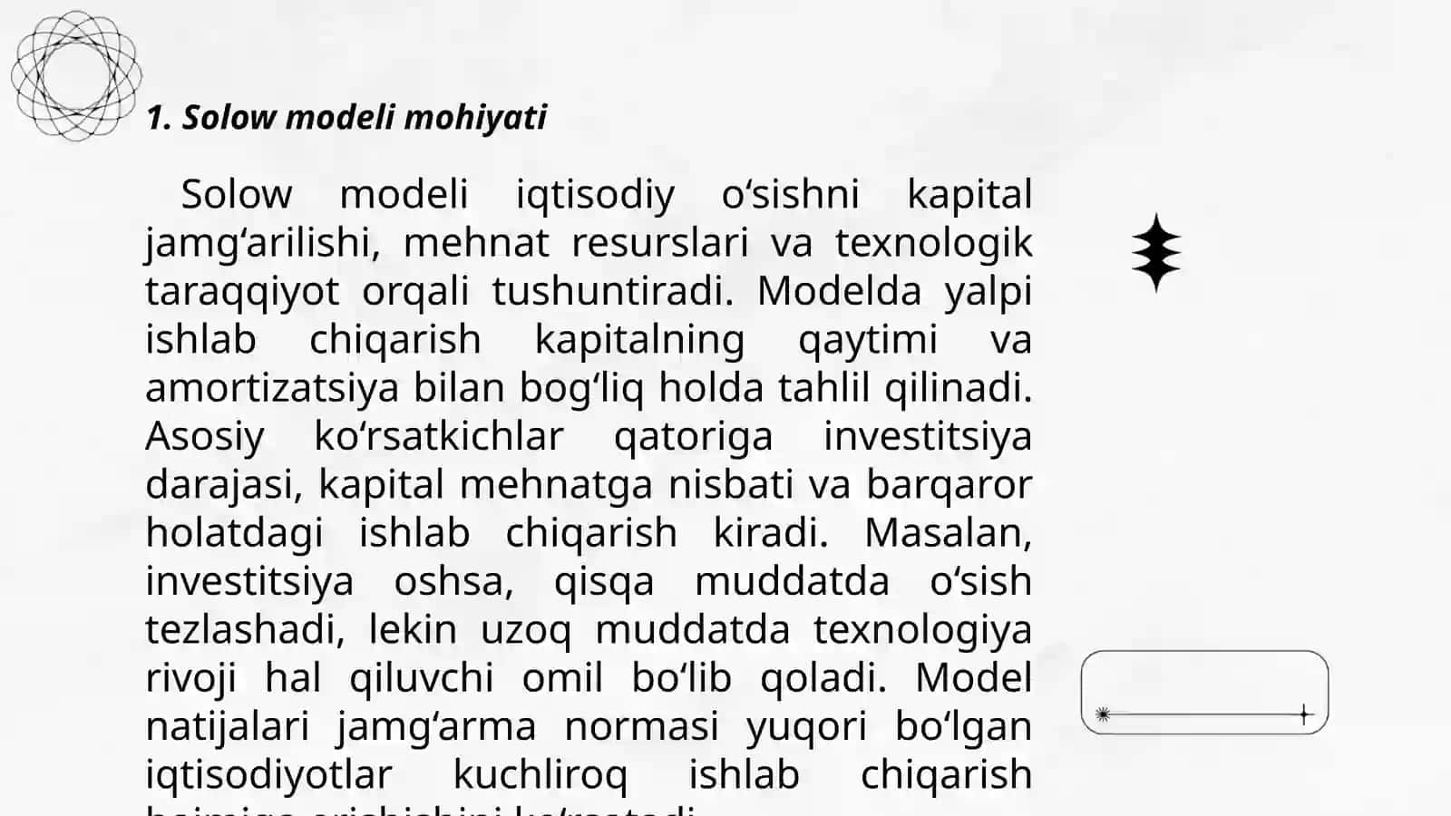 SOLOW IQTISODIY O'SISH MODELINING ASOSIY KO'RSATGICHLARINI HISOBLASH VA NATIJALARINI SHARHLASH 3