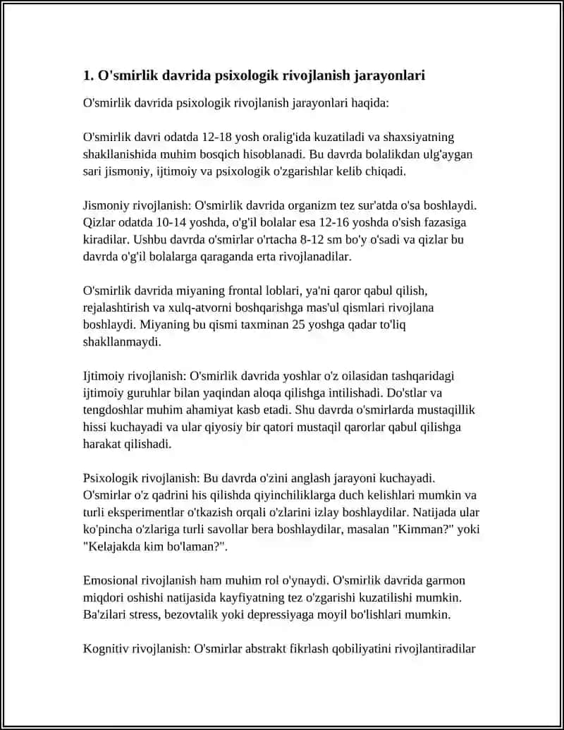 O'smirlik davrida psixologik rivojlanish jarayonlari 3