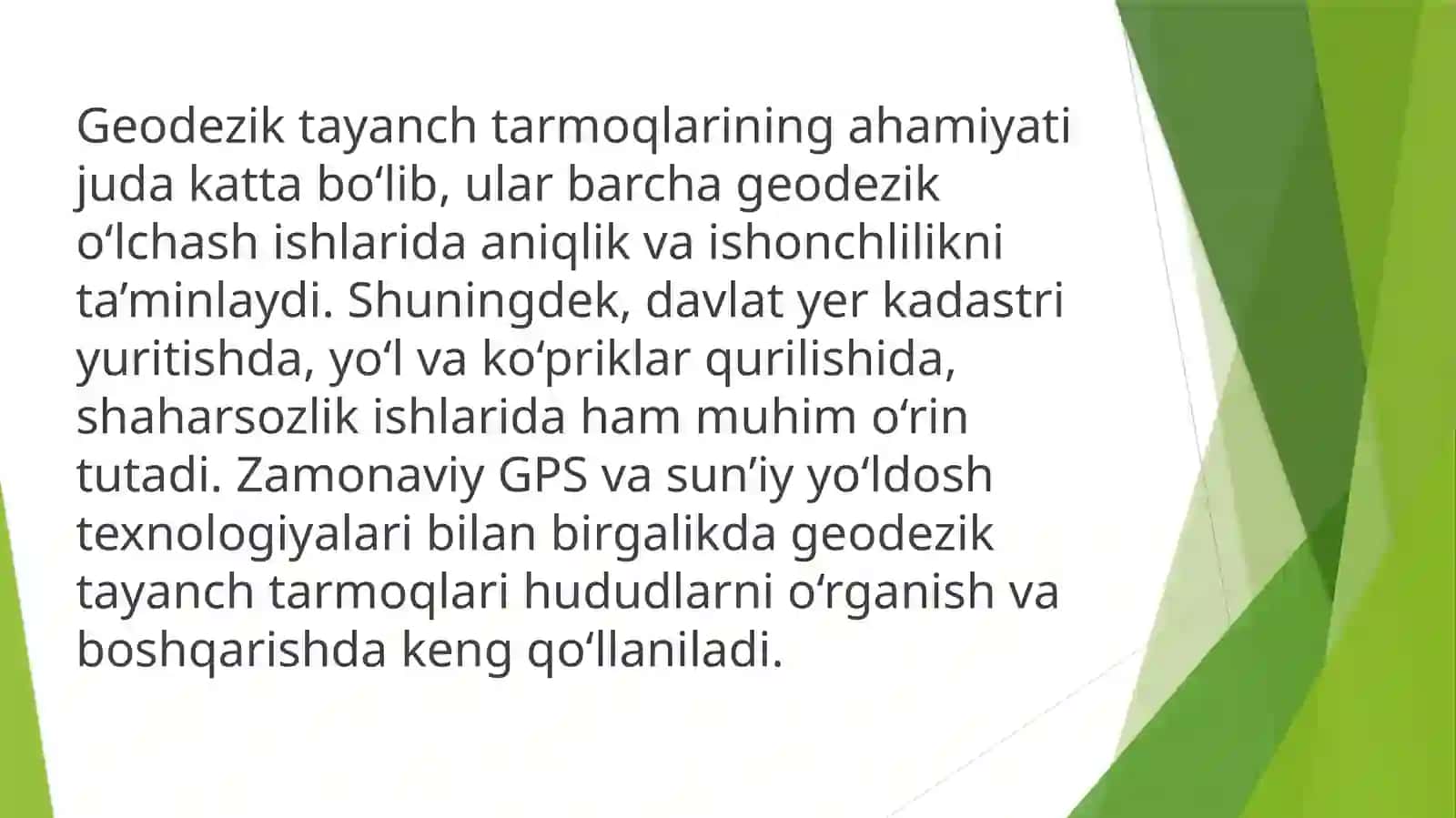 Geodezik tayanch tarmoqlari to'g'risida umumiy ma'lumotlar 3