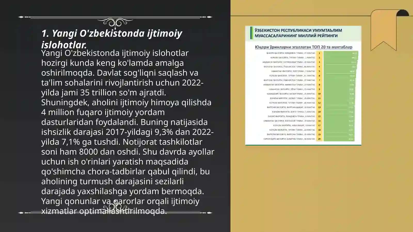 Yangi O'zbekistonda ijtimoiy islohotlar 3