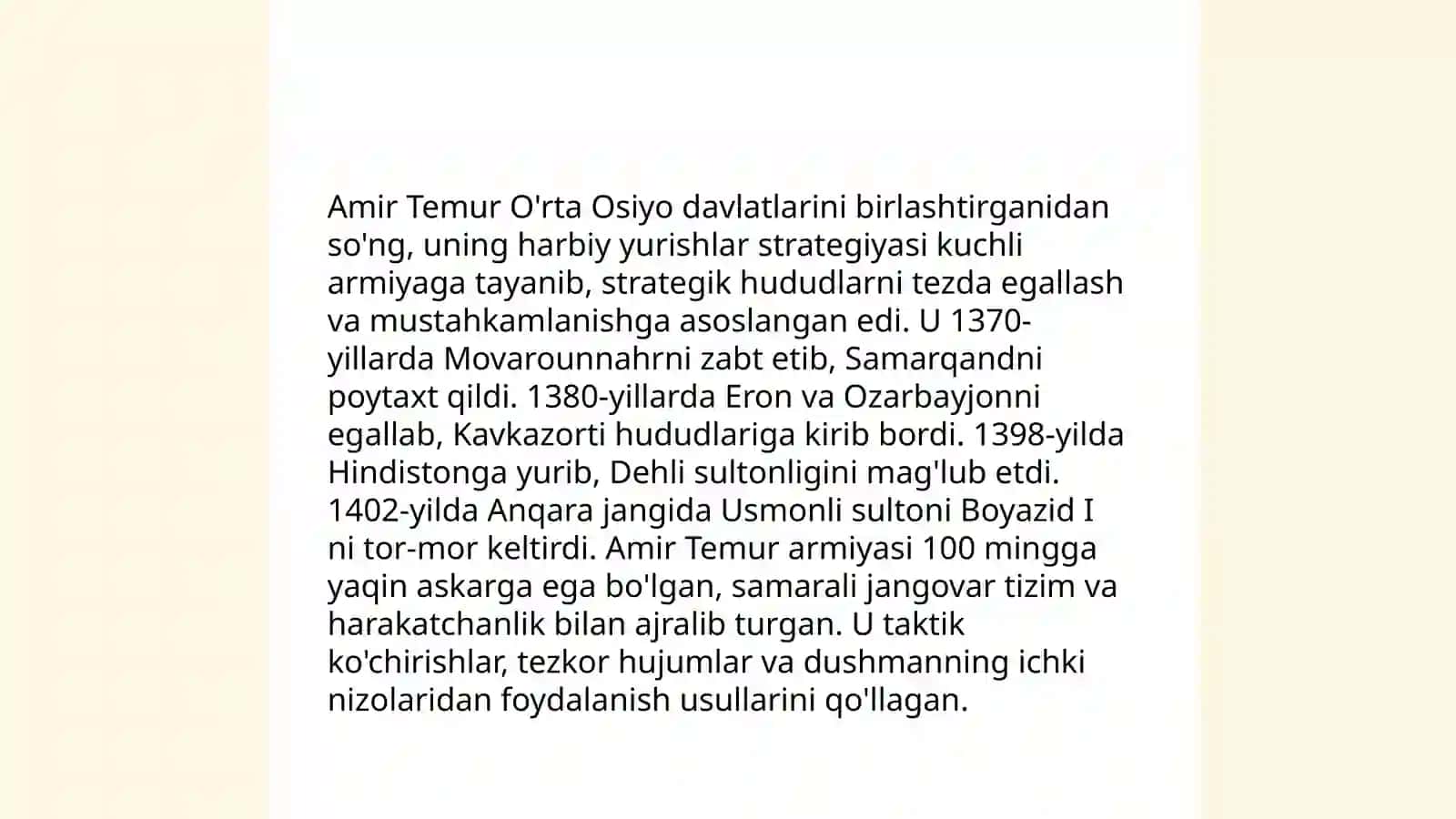 Amir Temurning harbiy yurishlari tarixi va harbiy yurishlari boʻyicha xaritachizish 3