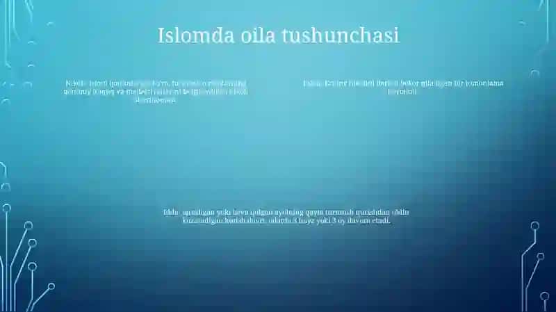 Islom Huquqshunosligida Oila,Nikoh,Taloq, Idda,Zihor Tushunchalari 3