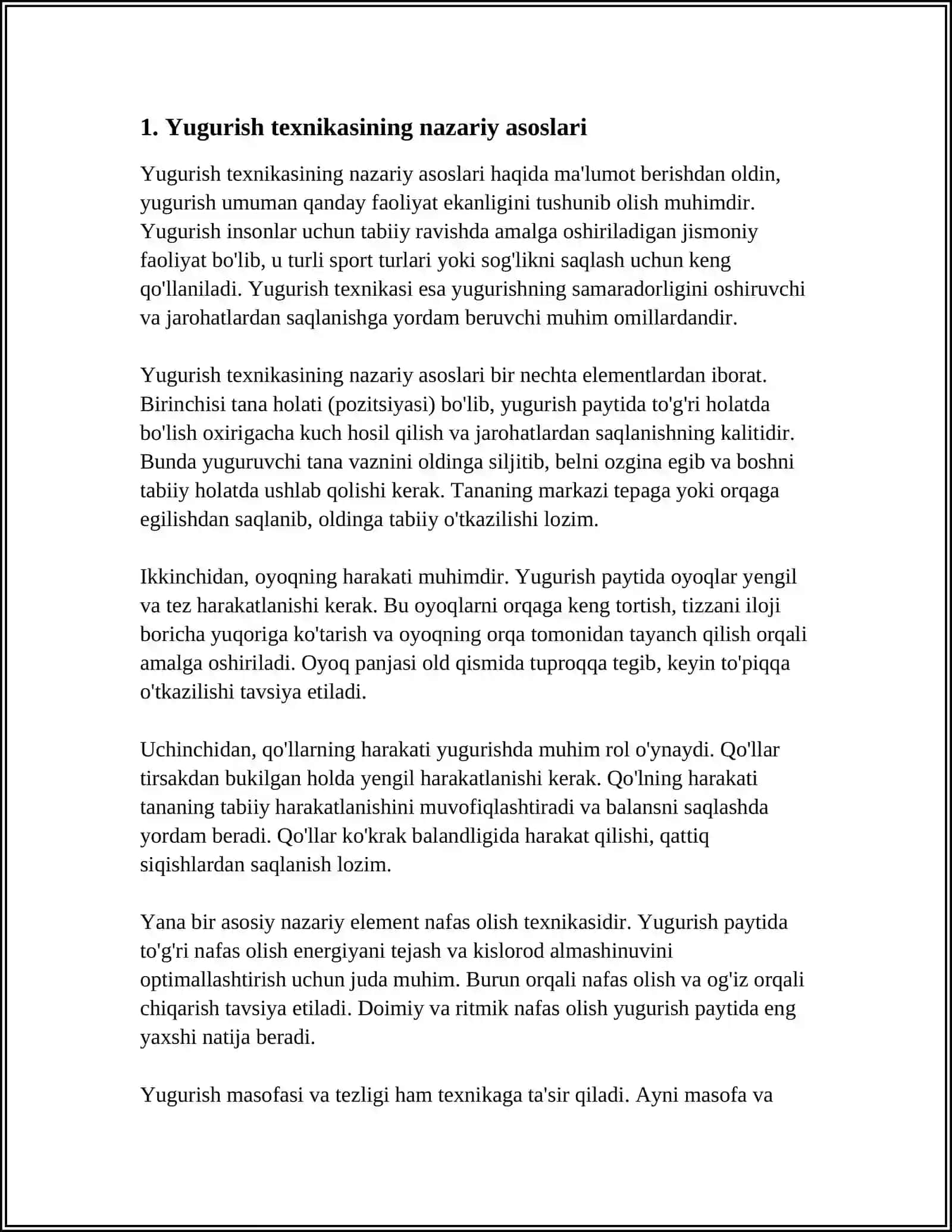 ESTAFEDALI VA G'OVLAR OSHA YUGURISH TEXNIKASI VA TAKTIKASI 3
