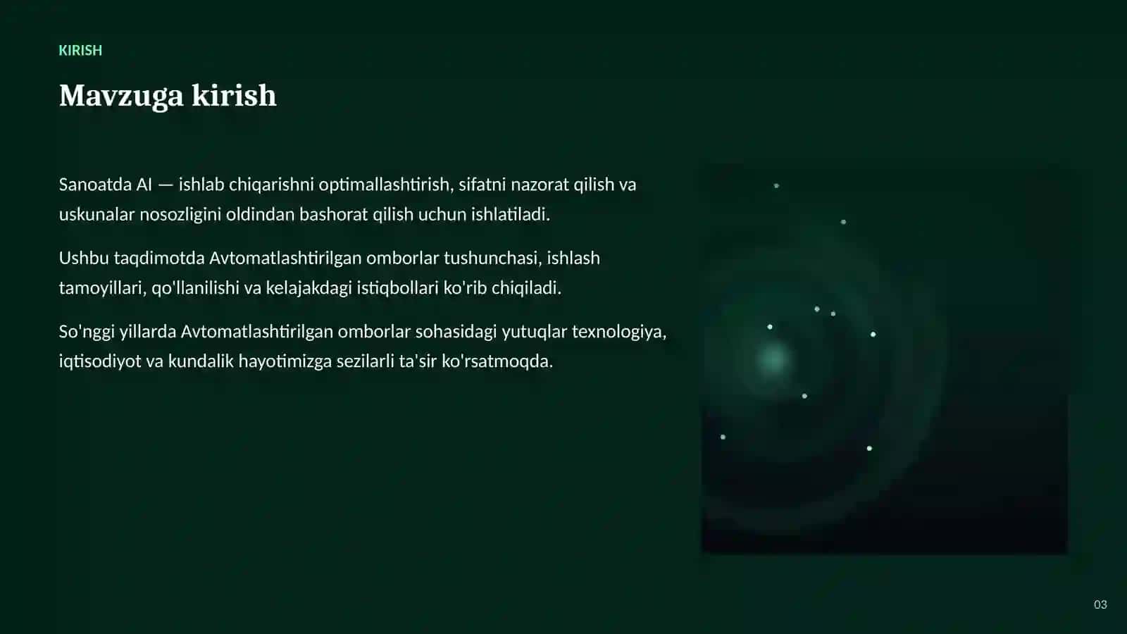 SUN'IY INTELLEKT • AI SANOAT VA ISHLAB CHIQARISHDA 3