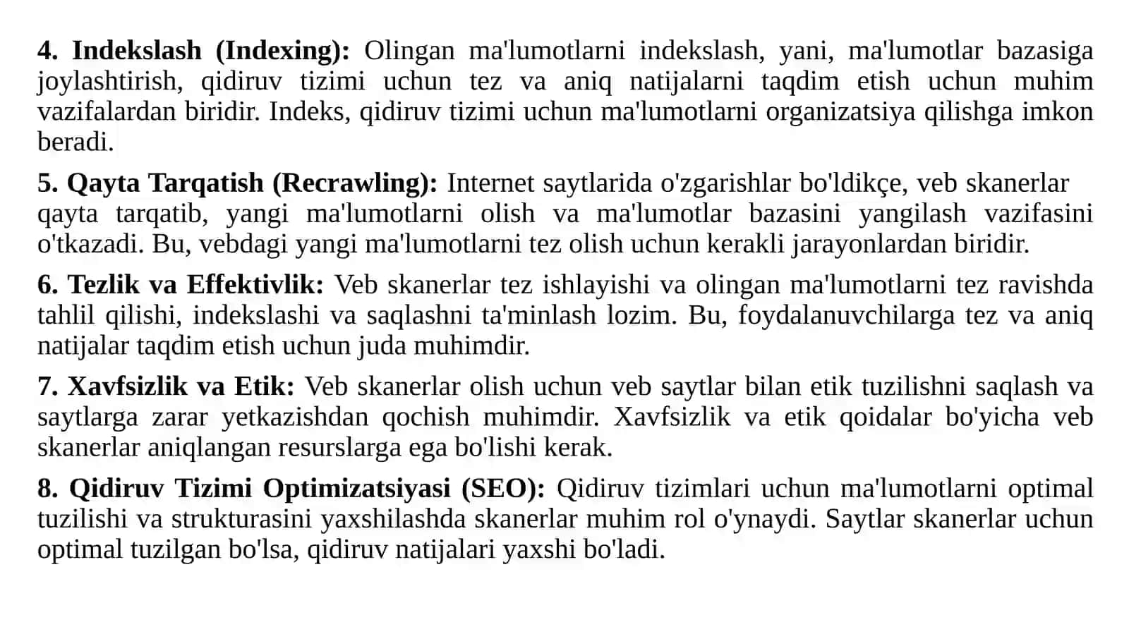 Veb skanerlash va indekslar. Brauzer xususiyatlari. Crawler arxitekturasi 3