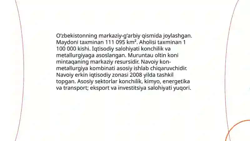 Navoiy viloyatining ijtimoiy iqtisodiy rivojlanish xususiyatlari 3