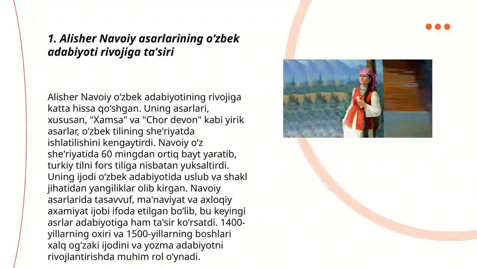 Alisher Navoiy asarlarining õzbek adabiyoti tarixidagi ahamiyati 3