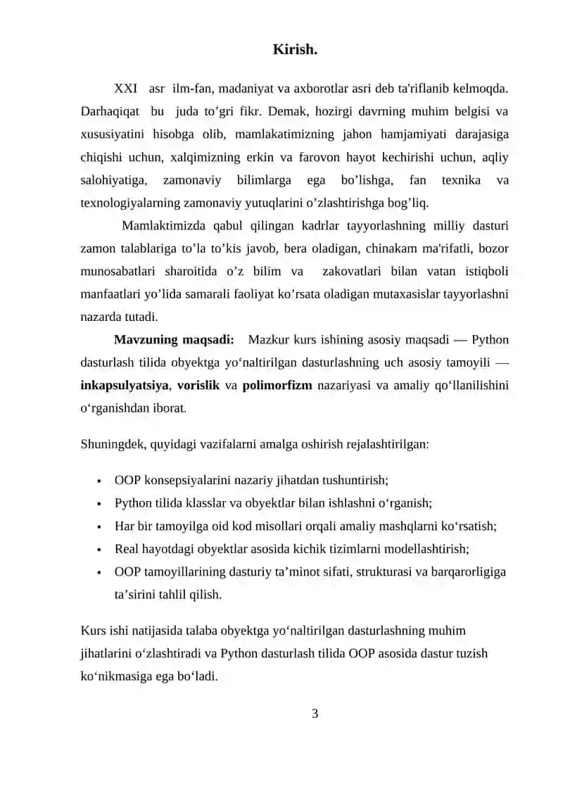 Pythonda inkapsulyatsiya, vorislik polimorfizm 3