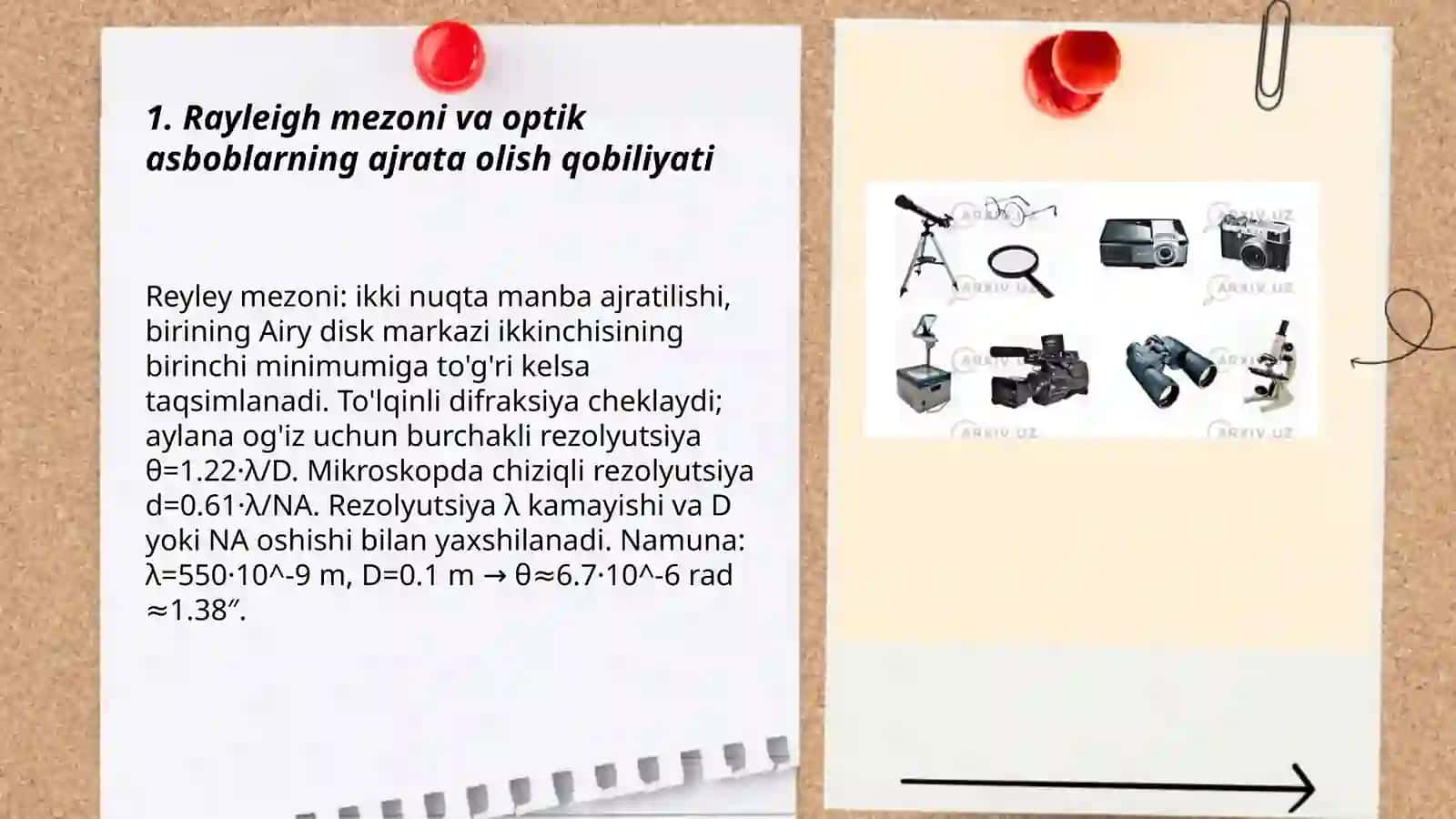 Reyley mezoni va optik asboblarning ajrata olish qobiliyati 3