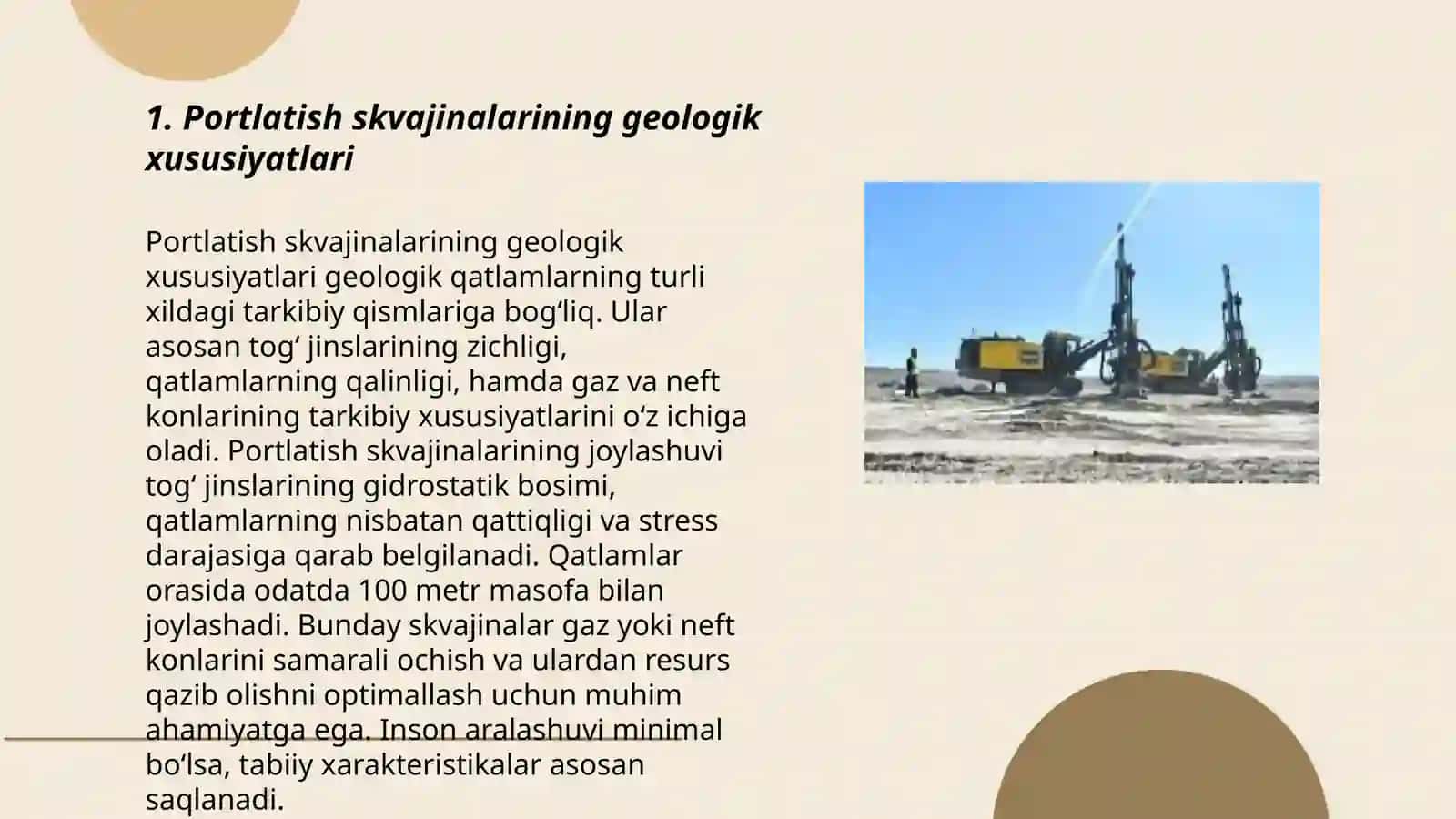 Portlatish skvajinalarining parametrlar va joylashishi sxemalari 3