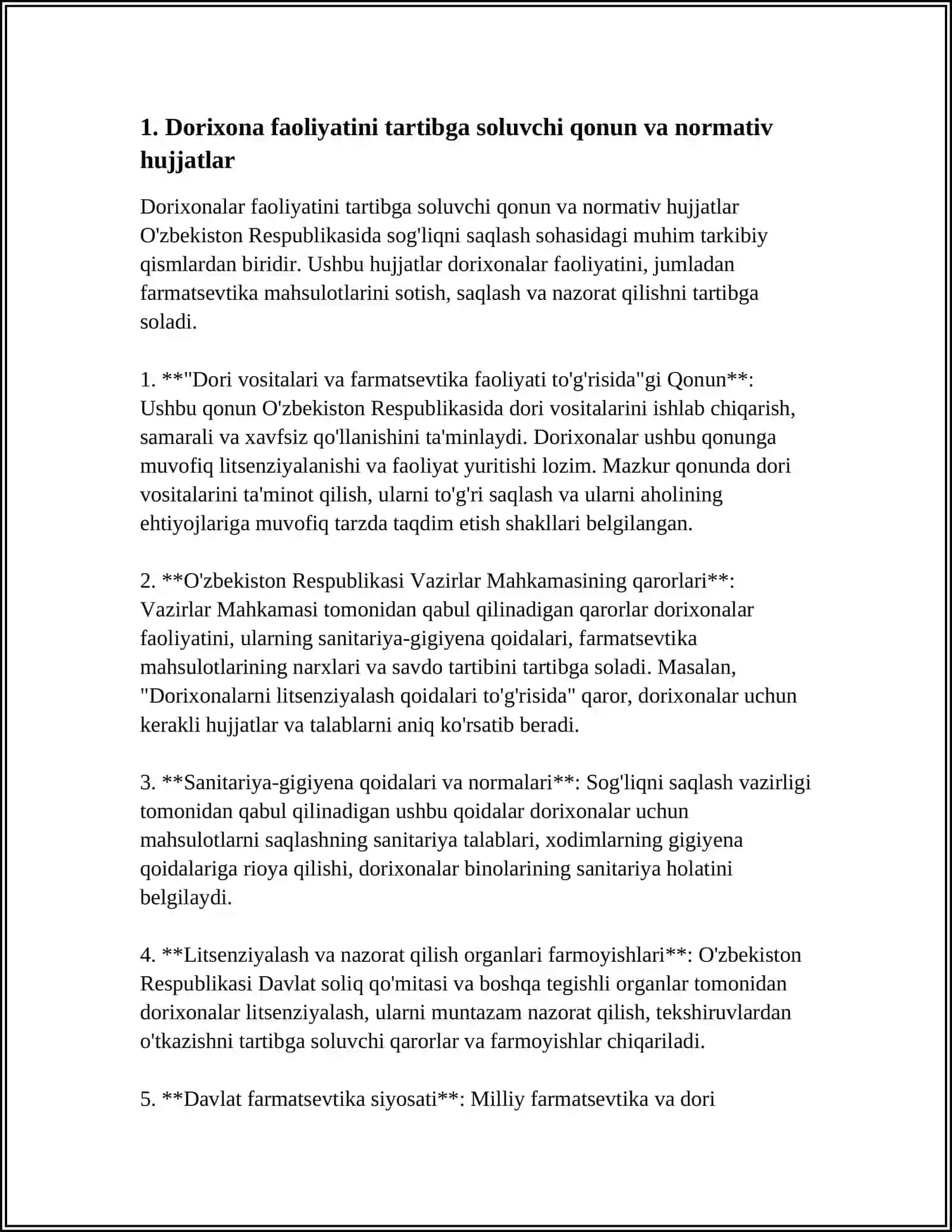 Dorixona Faoliyatini Tartibga Soluvchi Qonun va Normativ Hujjatlar 3