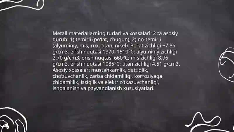 Metall va metall konstruksiyalar 3