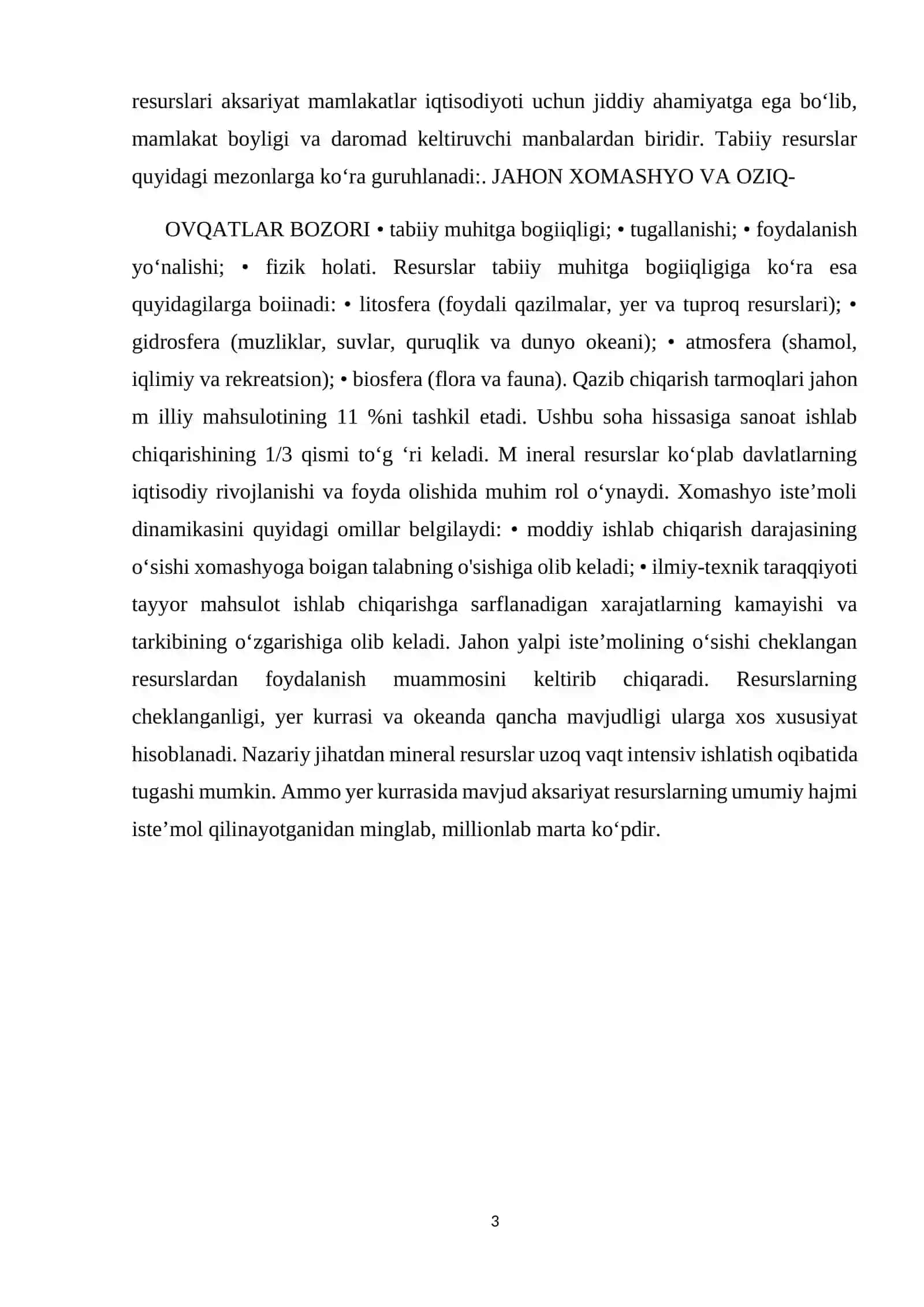 Jahon bozorida xom ashyo tovarlari savdosi va uning dinamikasi 3