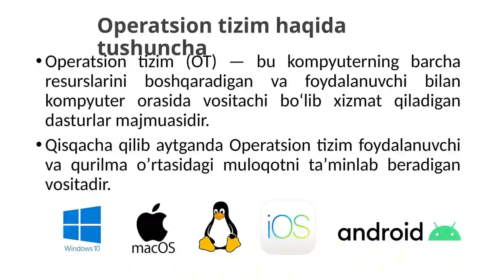 OPERATSION TIZIMLAR, ULARNING TURLARI 3