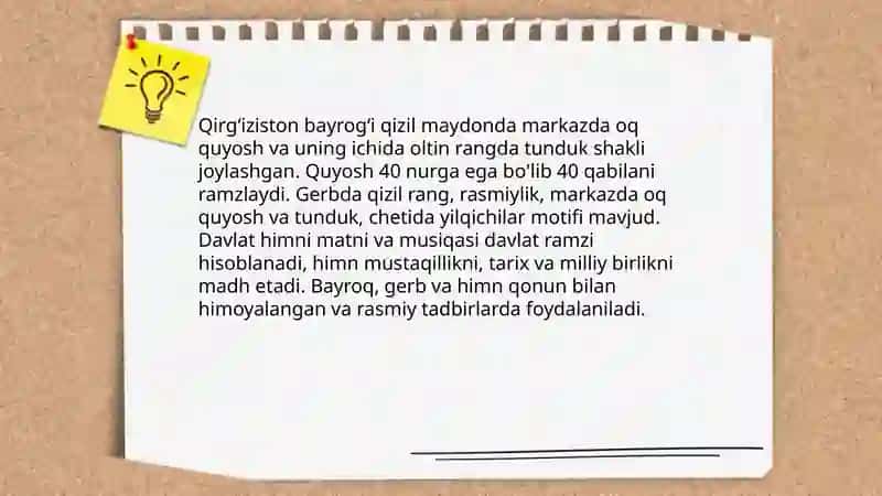Qirgʻiziston davlatining asosiy va qoʻshimcha belgilari haqida 3