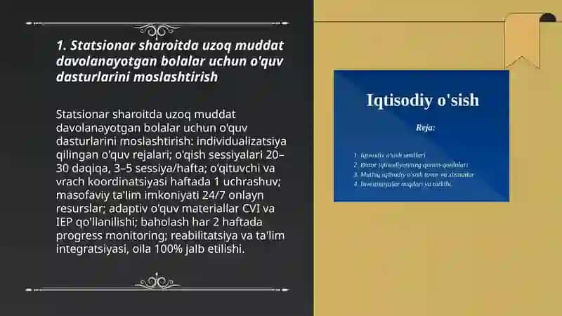 Statsionar sharoitda uzoq muddatli davolanayotgan bolalar uchun taʼlim muhitini yaratish 3