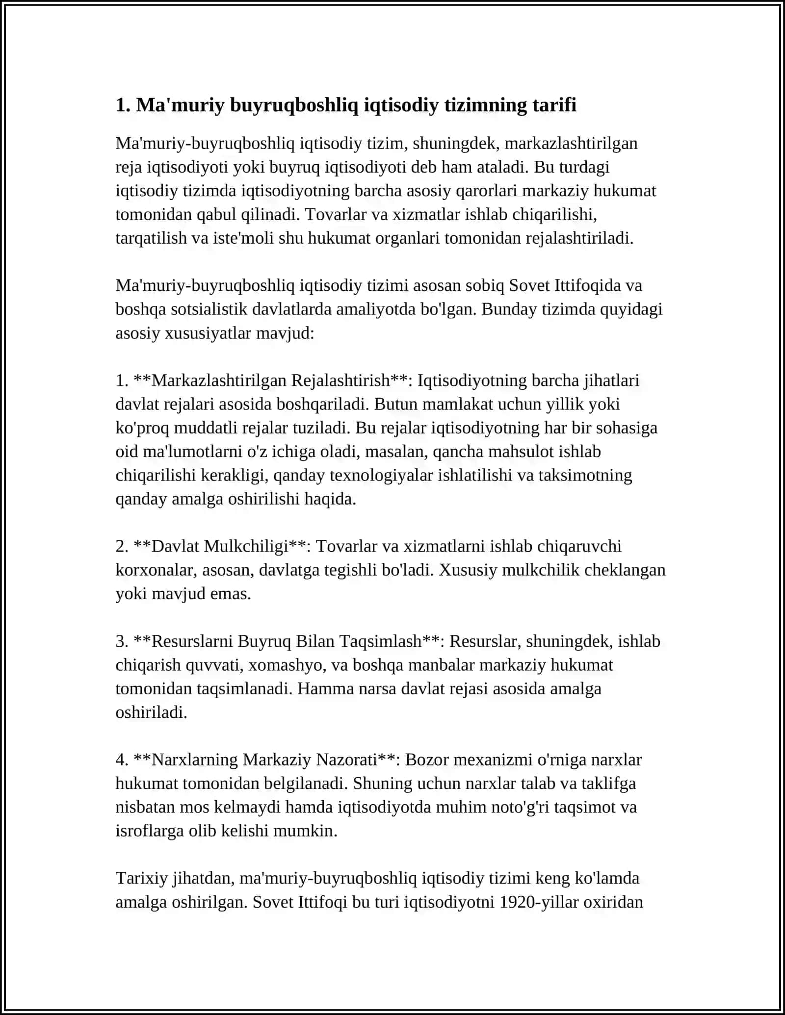 MA'MURIY BUYRUQBOZLIKKA ASOSLANGAN IQTISODIY TIZIMNI RA'RIFLANG 3